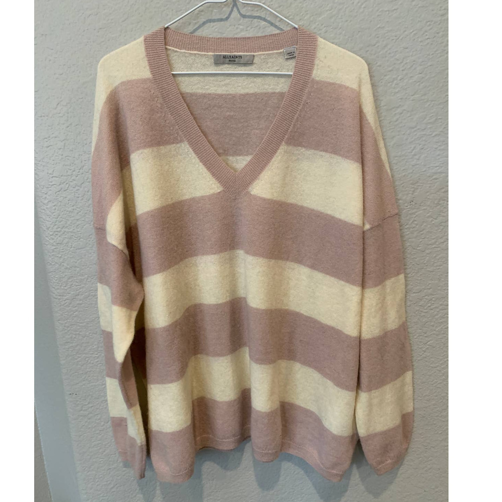 ALLSAINTS Byers Stripe V-Neck Sweater (S) - Picture 3 of 5